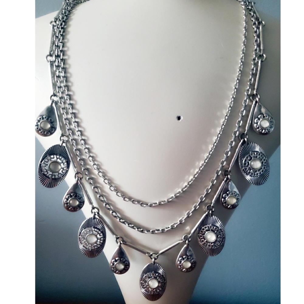 Silver Necklace Adjustable 3- Strands attached